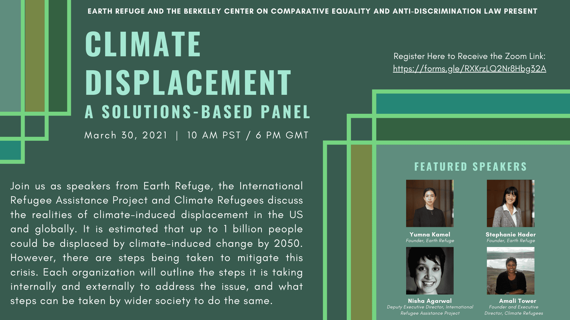 Climate Displacement, A Solutions-Based Panel Infographic