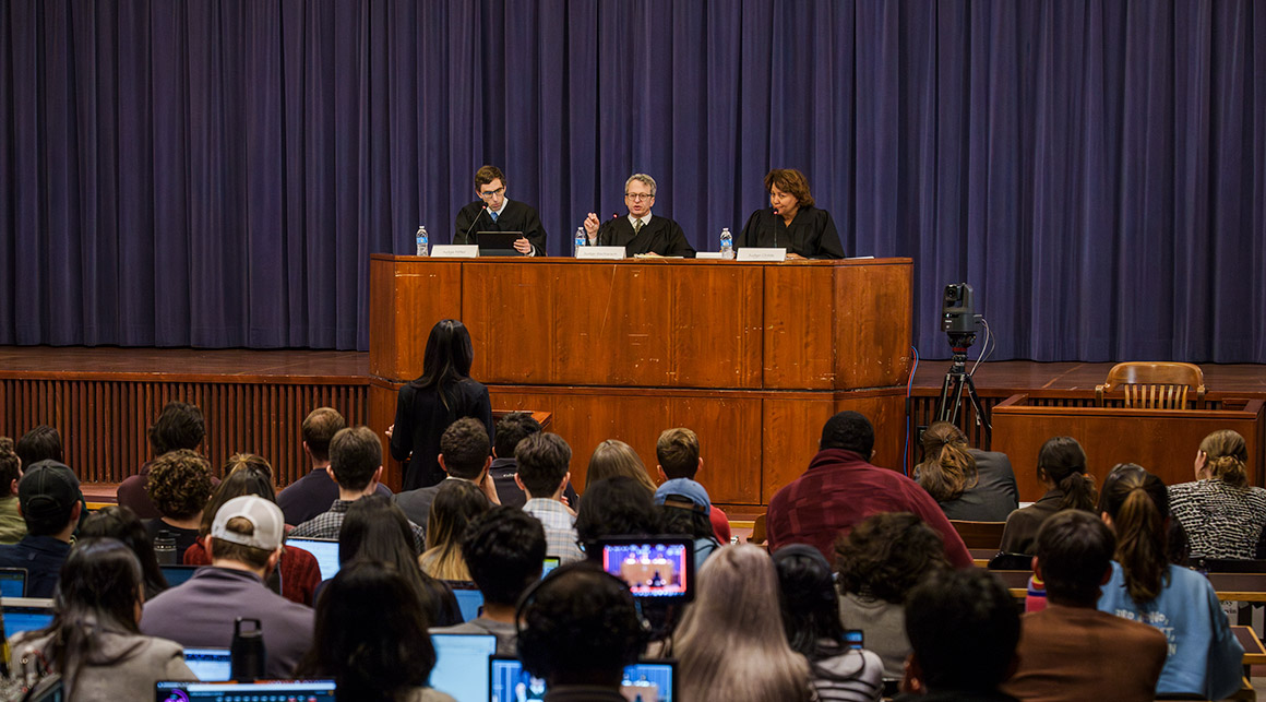 Three judges on bench