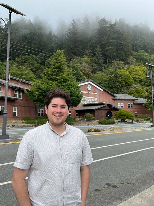 Braden Hammond in front of Yurok Tribal Court building