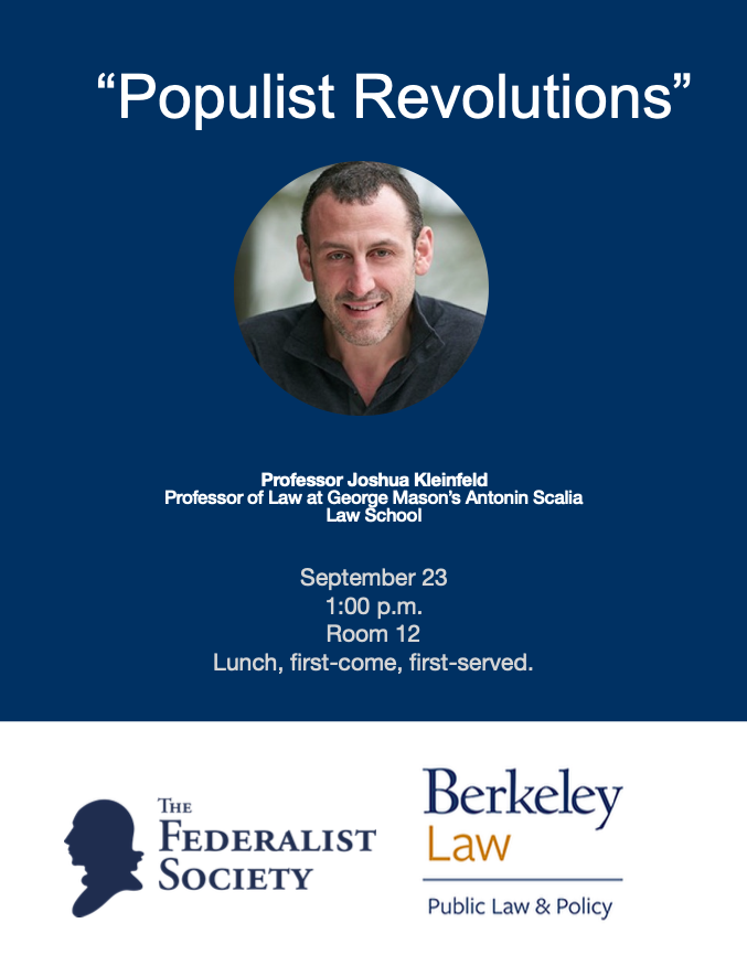 Event to be held at 1:00PM on September 23 in law room 12. Lunch will be served on a first-come, first-served basis.