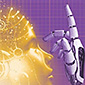 Golden woman's profile and robot finger