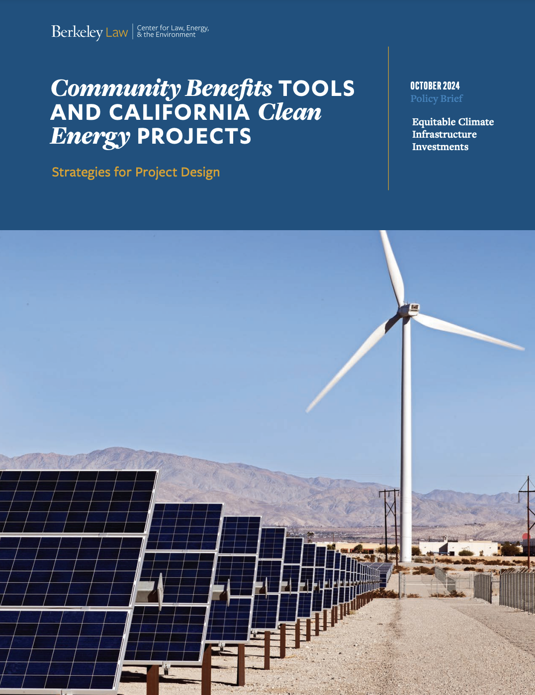 Report cover with wind turbines in the background. Blue banner title has report title, which is also in the text above.