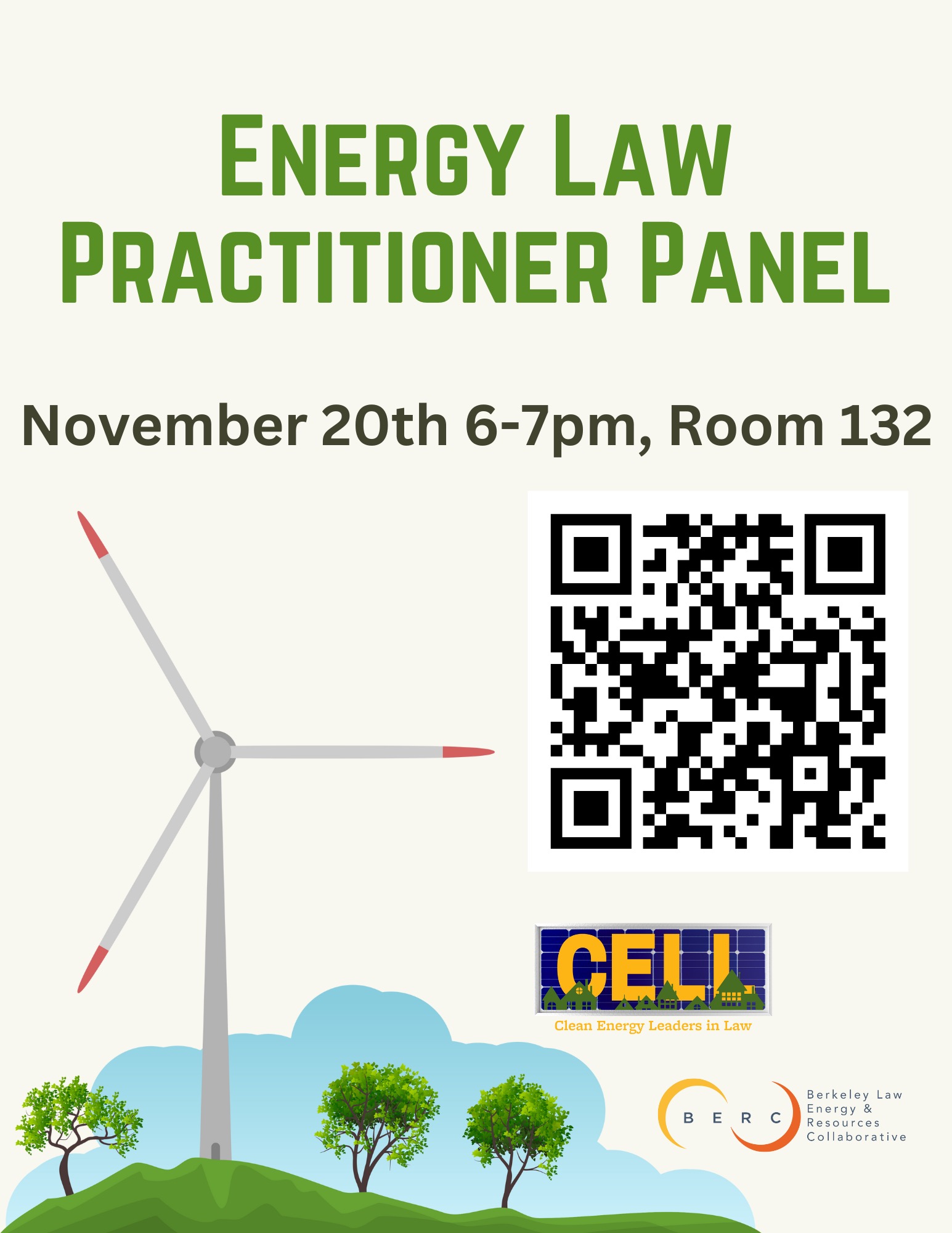 Energy Law Practitioner Panel: 6pm on 11/20 in Room 132