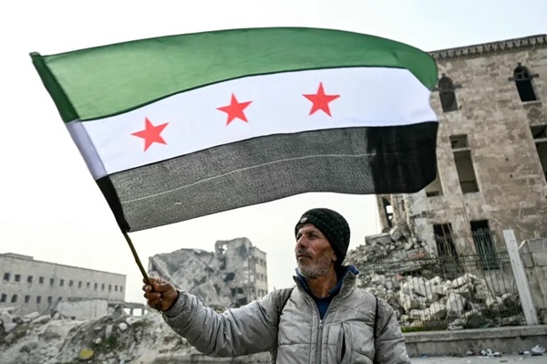 Syrian man with flag