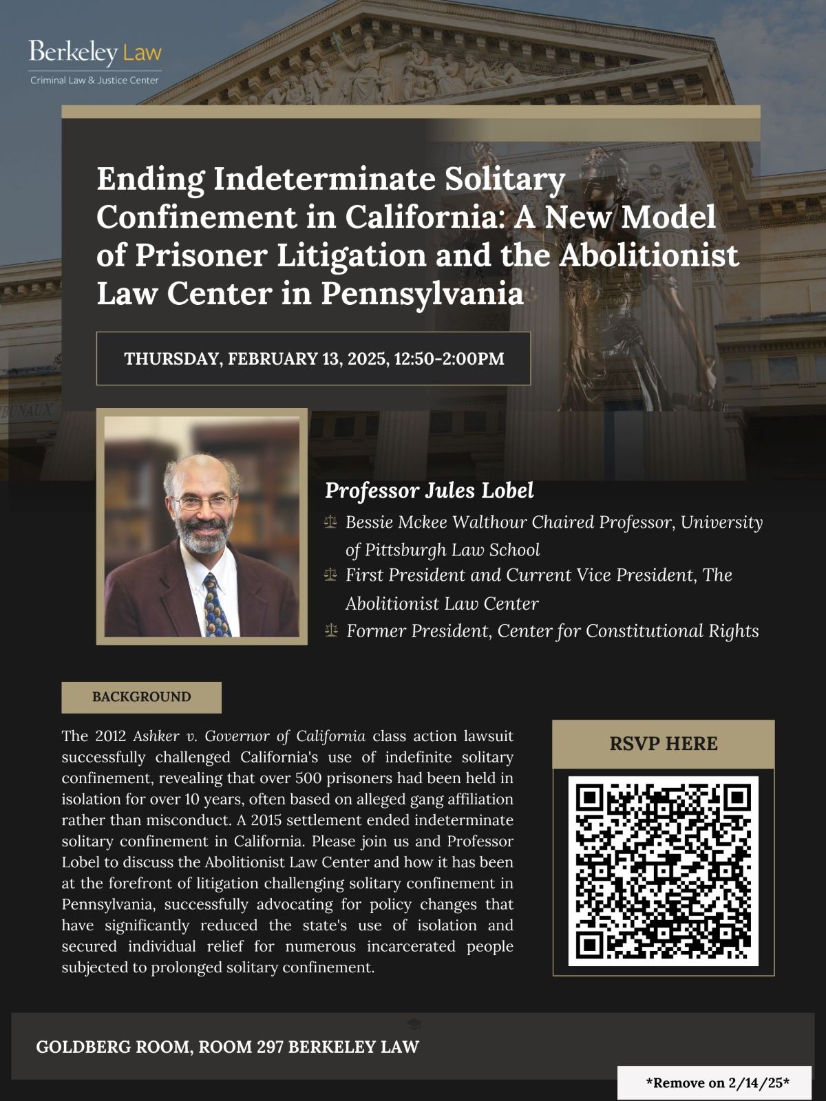 Ending Indeterminate Solitary Confinement in California:  A New Model of Prisoner Litigation and the Abolitionist Law Center in Pennsylvania Flyer