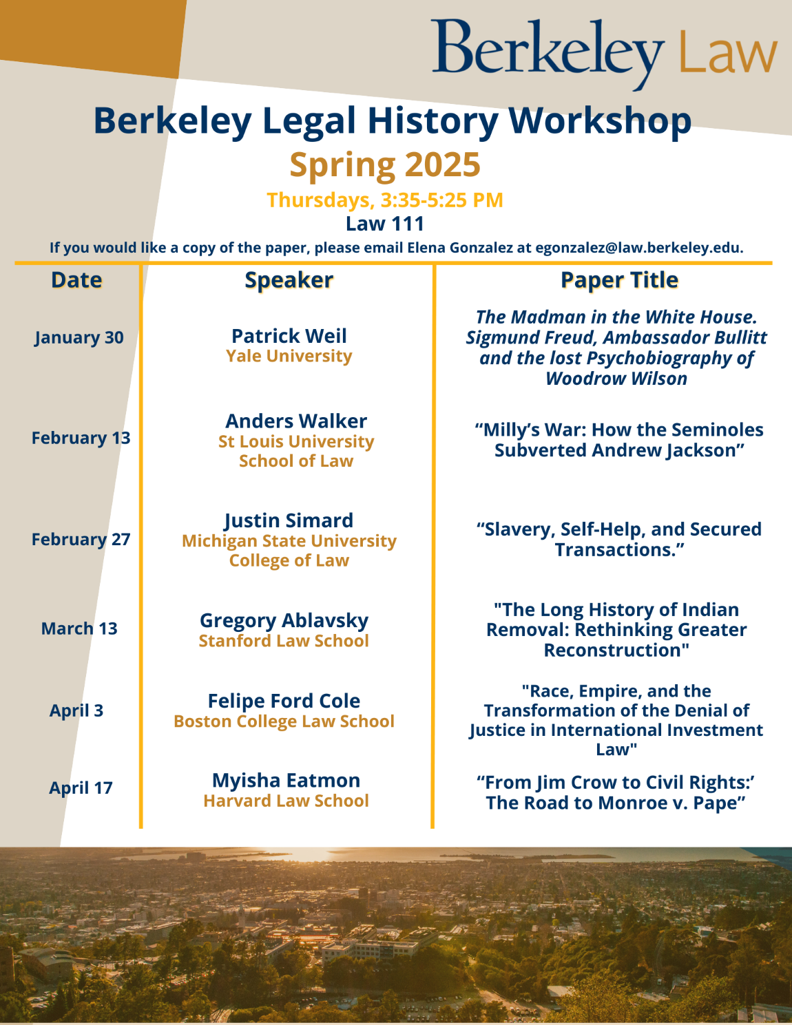 Berkeley Legal History Workshop Weekly Flyer